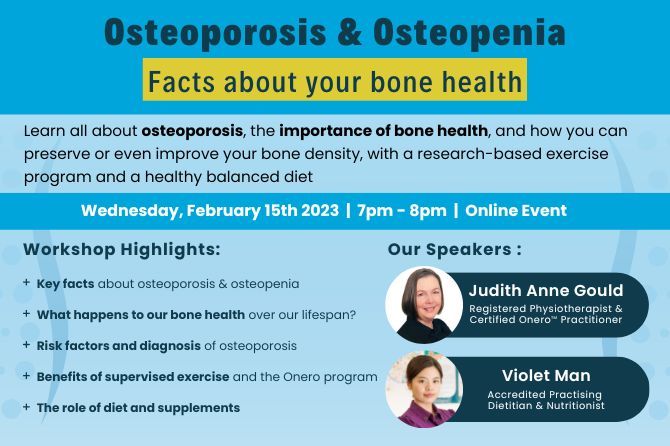 Flyer for our upcoming webinar - Osteoporosis and Osteopenia: Facts about your bone health